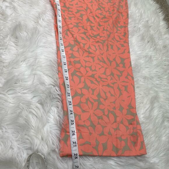 Lane Bryant Women's Floral Print Ankle Pants Size 28 Peach Beige Sateen NWT - Picture 3 of 16